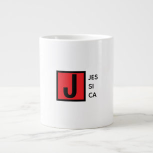 Caneca De Café Grande Monograma de Nome Profissional Simples Elegante Mo