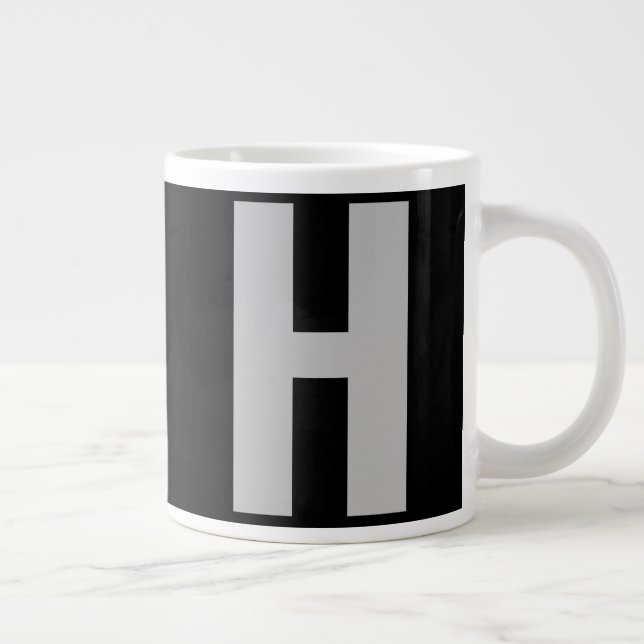 Caneca De Café Grande Monograma de tamanho excessivo em preto e Cinza (Direita)