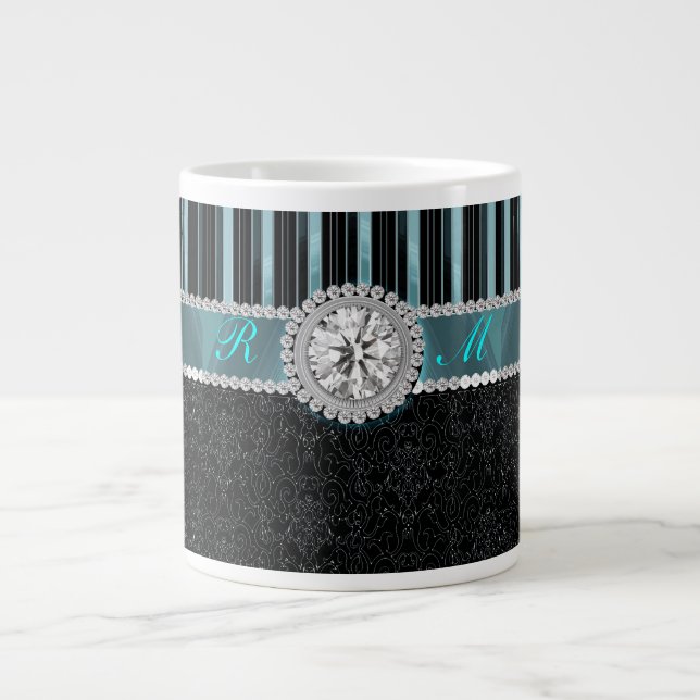 Caneca De Café Grande Monograma de Teto, Prata e Diamante Preto (Frente)