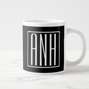 Caneca De Café Grande Monograma de Três Letras Iniciais Moderno e Ousado