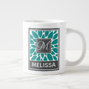 Caneca De Café Grande Monograma e nome de Design editáveis