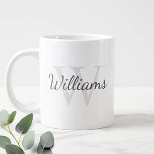 Caneca De Café Grande Monograma e Nome Personalizados