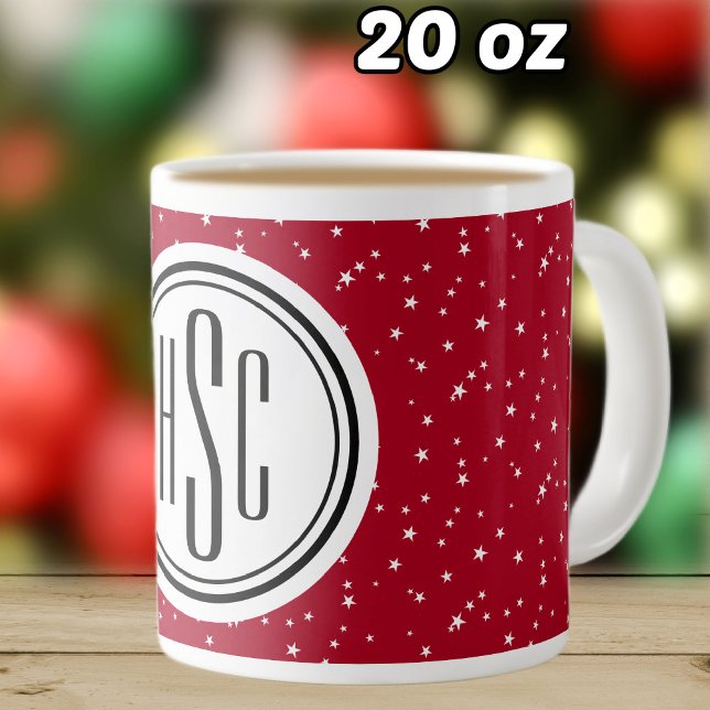 Caneca De Café Grande Monograma - Estrelas Vermelhas e Brancas Jumbo Caf (Criador carregado)