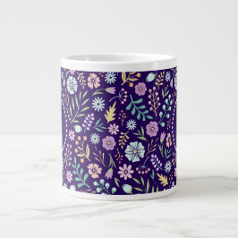 Caneca De Café Grande Monograma Floral Whimsical Boho Pattern Jumbo Mug