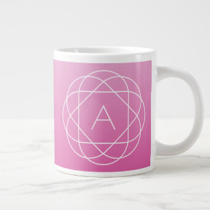 Caneca De Café Grande Monograma Geométrico Floral Tons de Rosa Ombre