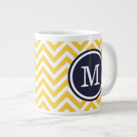 Monograma Personalizado de Chevron Amarelo e Marin