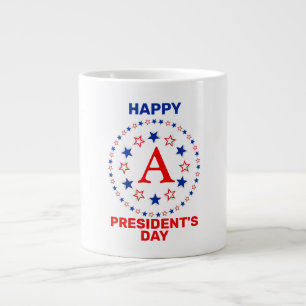 Caneca De Café Grande Monograma personalizado de Feliz Presidente