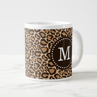 Caneca De Café Grande Monograma Personalizado de Impressão Castanho e Le