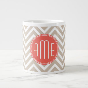 Caneca De Café Grande Monograma Personalizado de Na moda e Coral