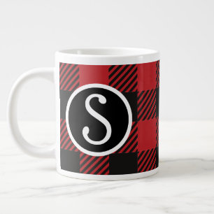 Caneca De Café Grande Monograma Personalizado de Xadrez de Buffalo Verme