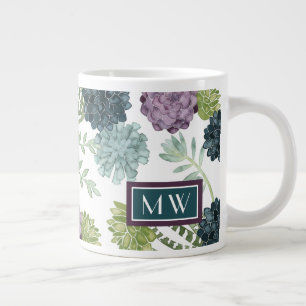 Caneca De Café Grande Monograma  Planta Felicidade Coleção de Seres Hu