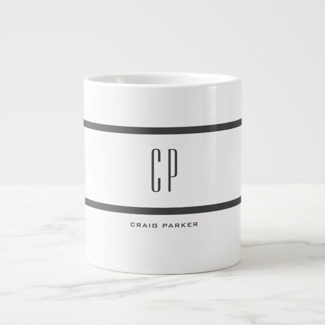 Caneca De Café Grande Monograma Profissional Simples Simples (Frente)