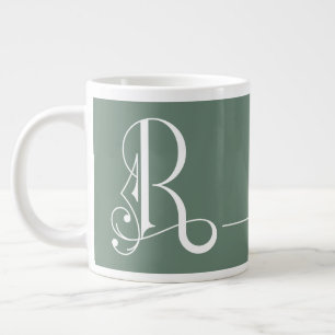 Caneca De Café Grande Monograma R em uma bela tipografia de rolagem
