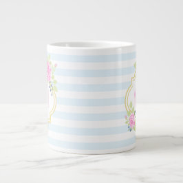 Caneca De Café Grande Monograma Rico Rosa Rosado Blueberry Jumbo Mug