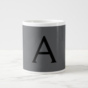 Caneca De Café Grande Monograma Simples Cinza Clássico Adicionar Nome In