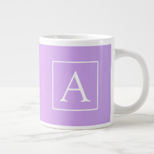 Caneca De Café Grande Monograma Simples   Ombre Rosa/Roxo Sutil