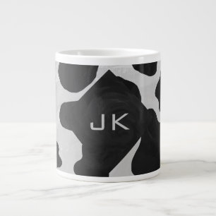 Caneca De Café Grande Monograma Vaca Preto e Branco