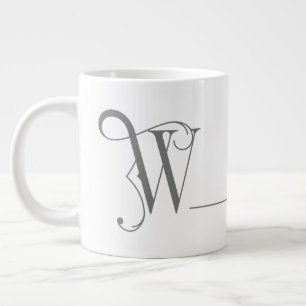 Caneca De Café Grande Monograma W em uma bela tipografia de rolagem