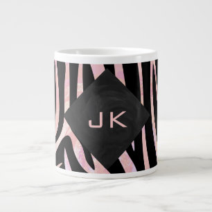 Caneca De Café Grande Monograma Zebra Preto e Rosa
