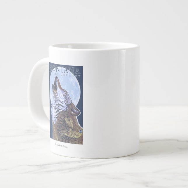 Caneca De Café Grande Montana - Big Sky CountryHowling Wolf (Frente Esquerda)