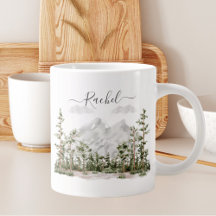 Montanha e Floresta em Aquarela Monogramada