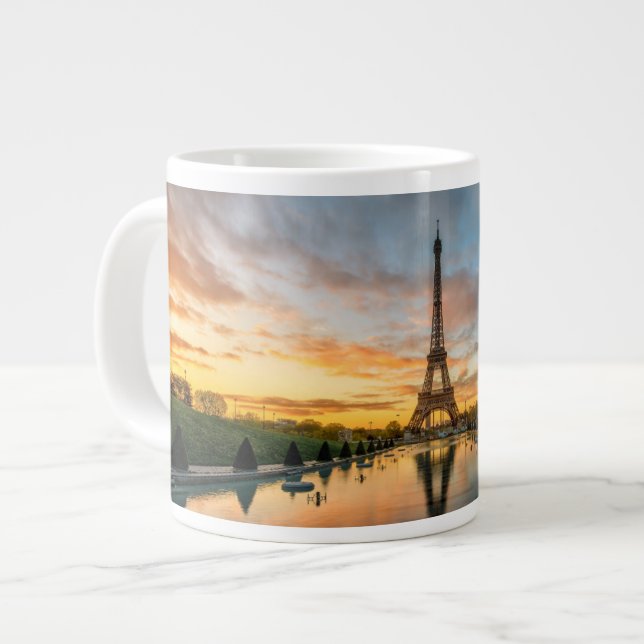 Caneca De Café Grande Monumentos | Torre Eiffel Sunrise (Frente Esquerda)