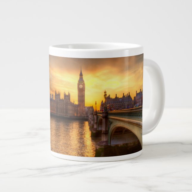 Caneca De Café Grande Monuments | Big Ben & Houses of Parliament (Frente Esquerda)