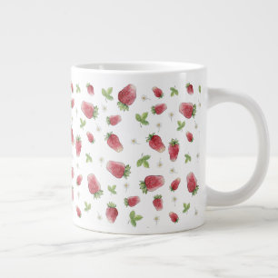 Caneca De Café Grande Morangos De Cor Vermelha