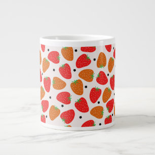 Caneca De Café Grande Morangos em branco