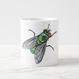 Caneca De Café Grande Mosca realista de casa de garrafa verde