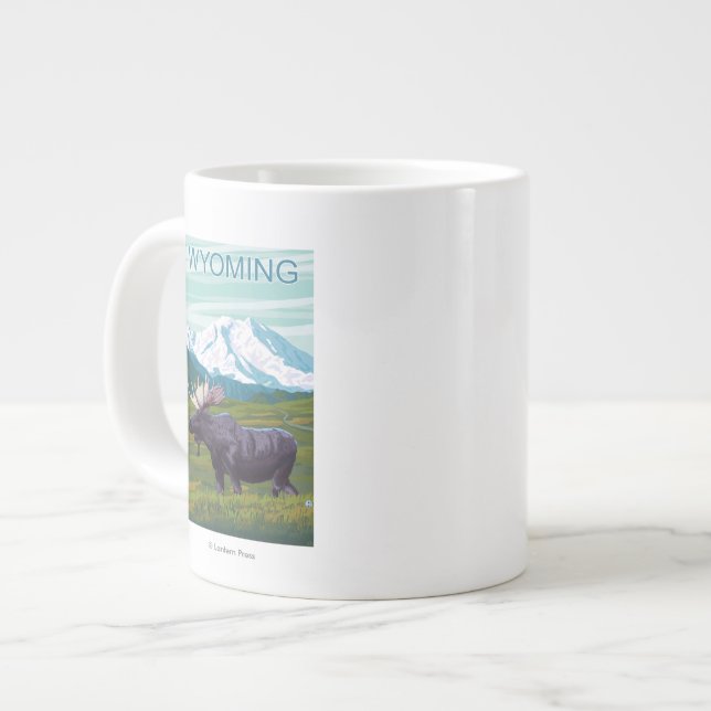 Caneca De Café Grande Mose com MountainWyoming (Frente Esquerda)