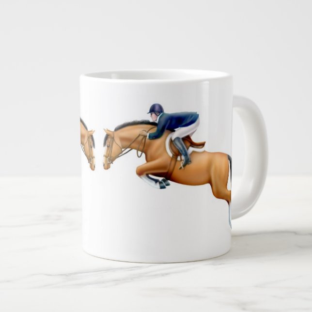 Caneca De Café Grande Mostrar Mug Equestriado de Cavalo (Frente Esquerda)