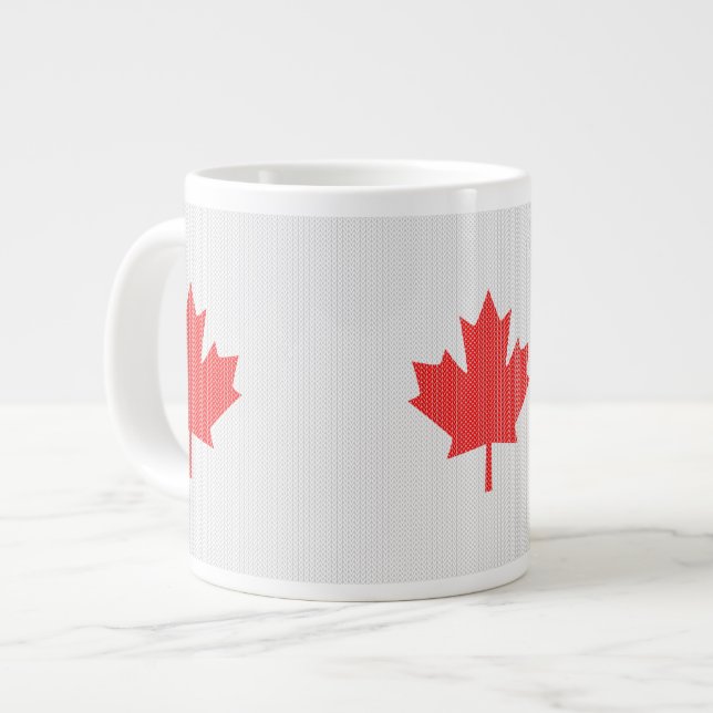 Caneca De Café Grande Motif de tricô de folhas de mapeamento de estilo k (Frente Esquerda)
