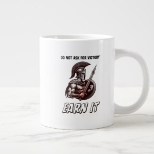Caneca De Café Grande Motivação de Guerreiro Espartano "Conquiste" Esboç