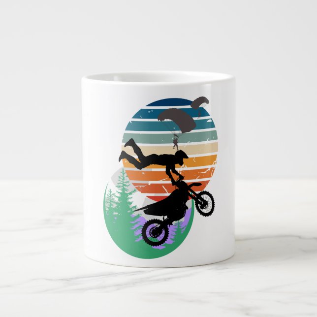 Caneca De Café Grande Motocicleta, paraquedas e ao ar livre (Frente)