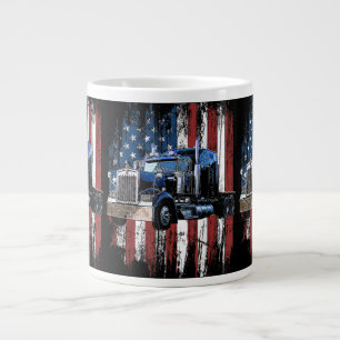 Caneca De Café Grande Motorista De Caminhão De Sinalizador Americano Gi