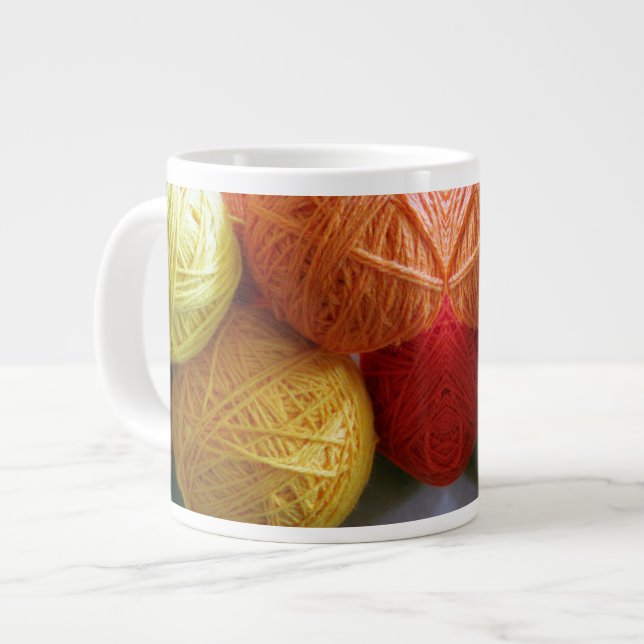 Caneca De Café Grande Mug - Bolas de Yarn (Frente Esquerda)