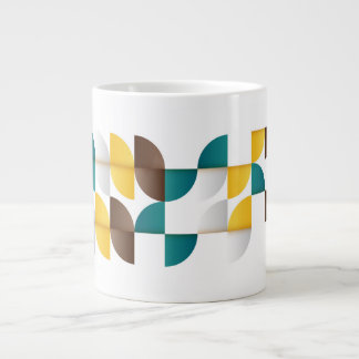 Caneca De Café Grande Mug Céramique Formes Géométriques Rétro