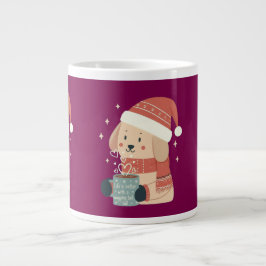 Caneca De Café Grande Mug Chien de Noël Bonnet Écharpe Pastel - Life is