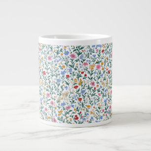Caneca De Café Grande Mug Colorido de Padrão de Flor Selvagem