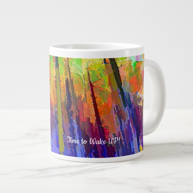 Caneca De Café Grande Mug com design abstrato brilhante (Frente Esquerda)
