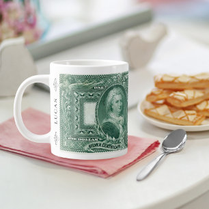 Caneca De Café Grande Mug da Nota de $1 Silver Certificate – 1896 Nota V