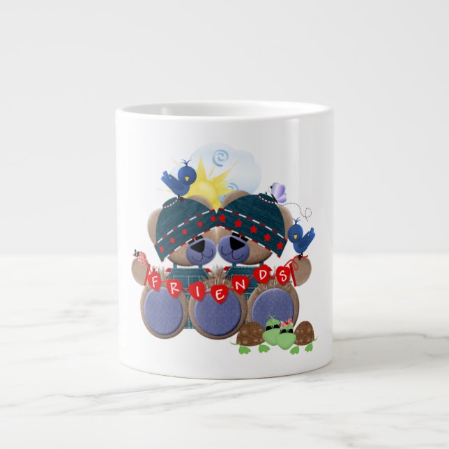 Caneca De Café Grande Mug de Animais Amigos (Frente)