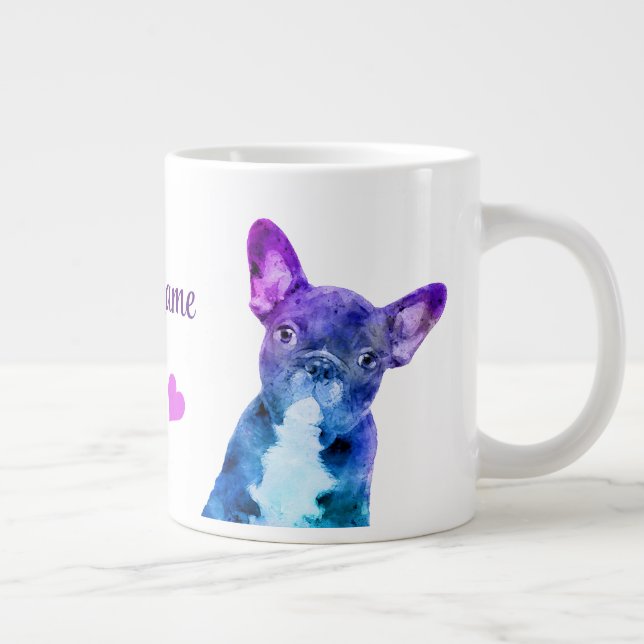 Caneca De Café Grande Mug de Aquarela Personalizado em Boston Terrier (Direita)