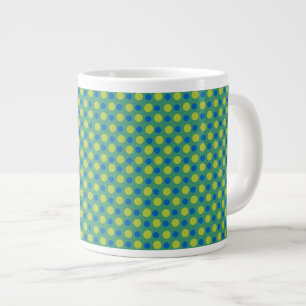 Caneca De Café Grande Mug de café, Bolinhas azuis e verdes