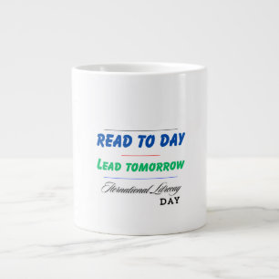 Caneca De Café Grande Mug de café do Dia Internacional da Literacia
