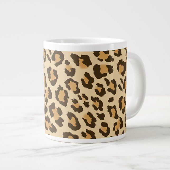 Caneca De Café Grande Mug De Café Do Leopardo (Frente Esquerda)