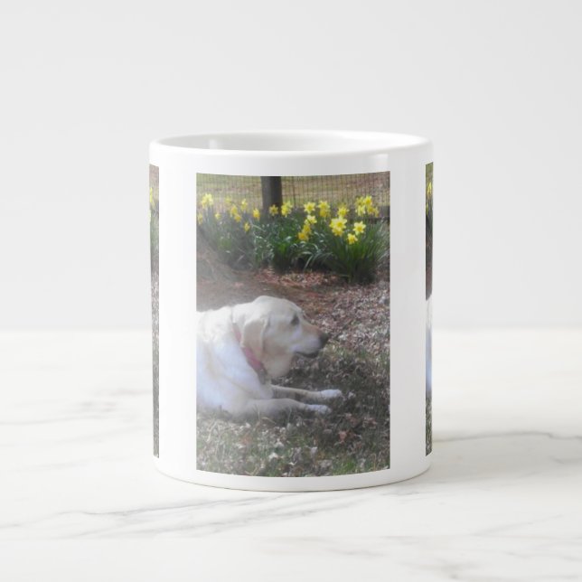 Caneca De Café Grande Mug De Café Gigante Labrador Amarelo (Frente)