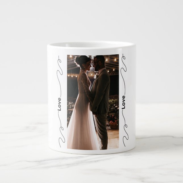Caneca De Café Grande Mug de Casamento Personalizado com Amor Flourado (Frente)