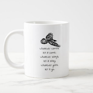Caneca De Café Grande Mug de Cotação Inspirativa Preto Raven
